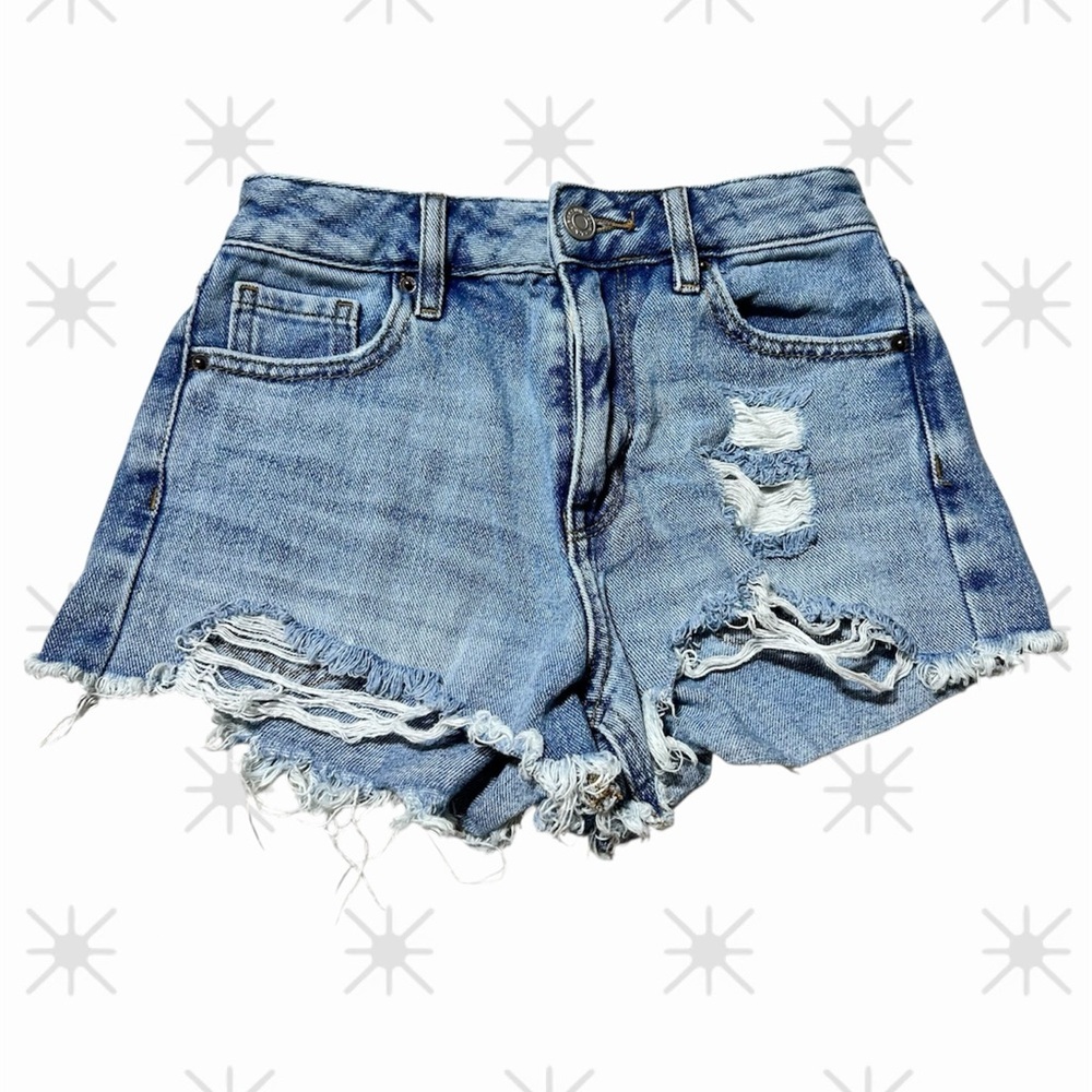 Pacsun Distressed Denim Ripped Shorts Size 22 High Rise Vintage inspireWash Y2K